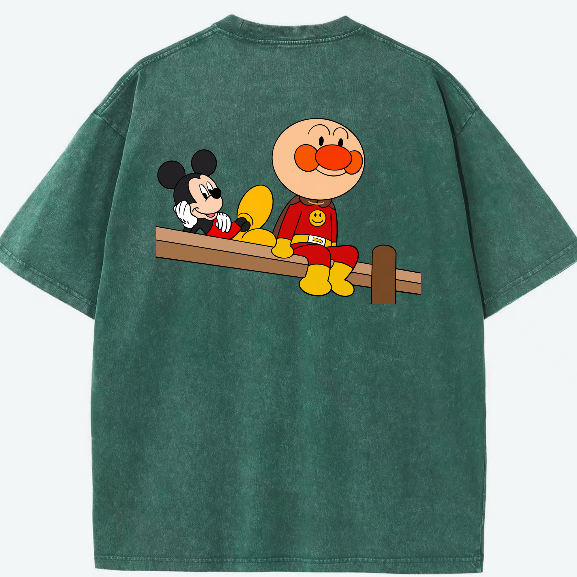 （画像用） アンパンマン Anpanman 綿100% ヴィンテージ風 半袖Tシャツ（背面プリント）